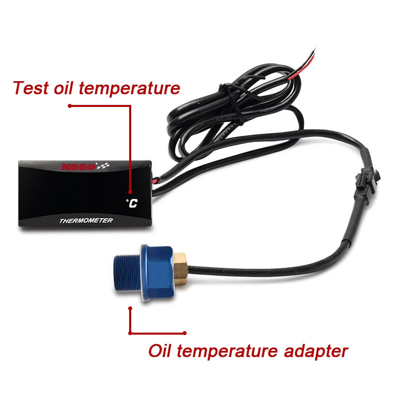 KOSO Oil Temperature Gauge Motorcycle Universal Oil Temperature Sensor LCD Digital Screen Mini Meter