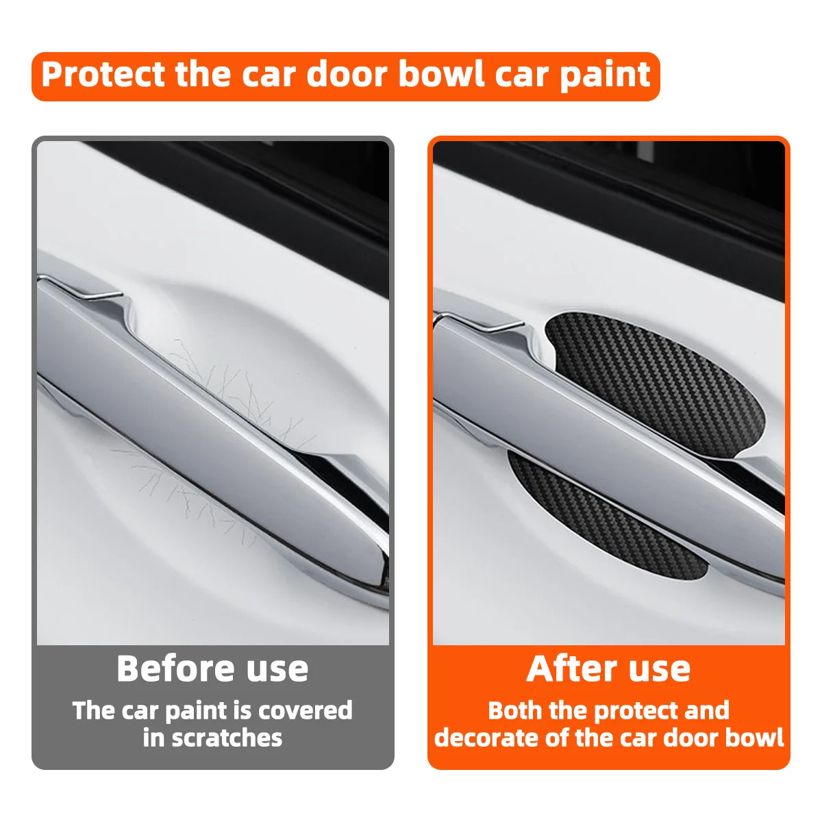 YONGRUN 4PCS Car Door Handle Scratch Resistant Sticker Carbon Fiber Texture Sticker Waterproof Protection Sticker Multi-Color