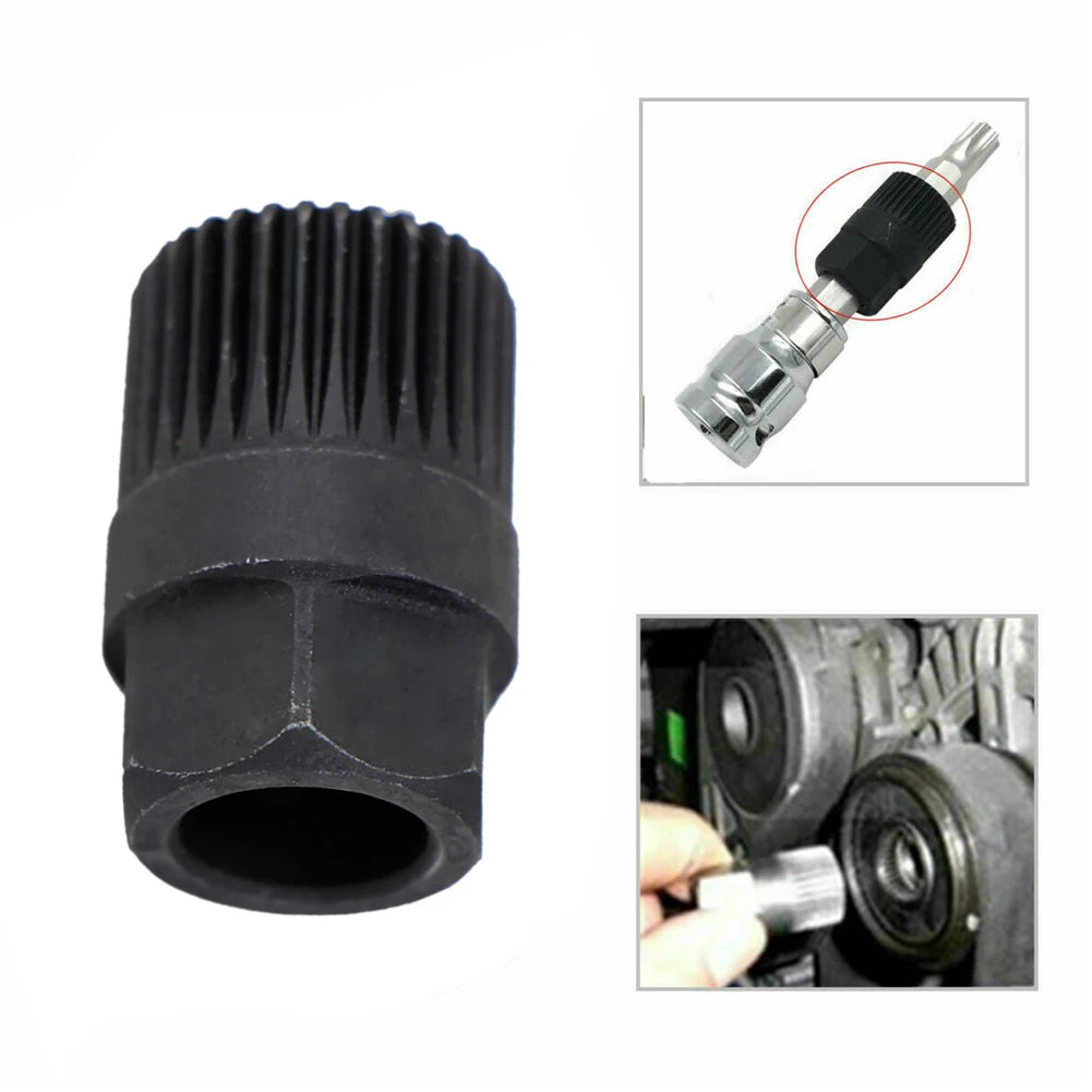 Brand New Alternator 33 Tooth Clutch Free Wheel Pulley Removal Tool For V-belt Pulley Use With T50 TORX 17*33*30mm Black