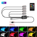 Car Interior Ambient Light RGB Foot Strip Lighting Kit Accessories Backlight Remote App Music Control Auto RGB Decorative Lamp