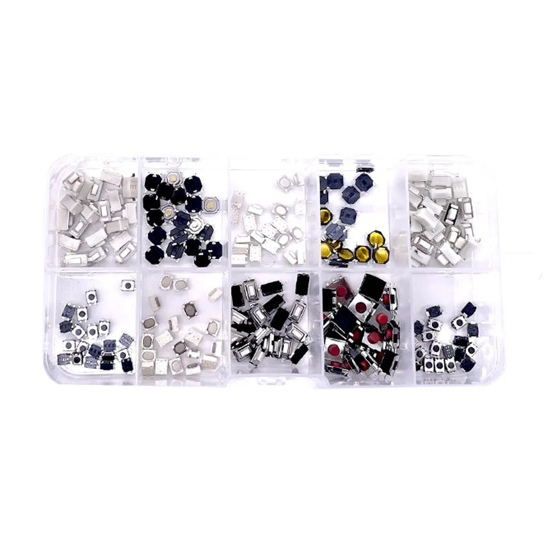 100/200/250pcs 10 Types Durable Car Remote Control Tablet Actile Push Button Switch Car Keys Button Touch Microswitch with Box