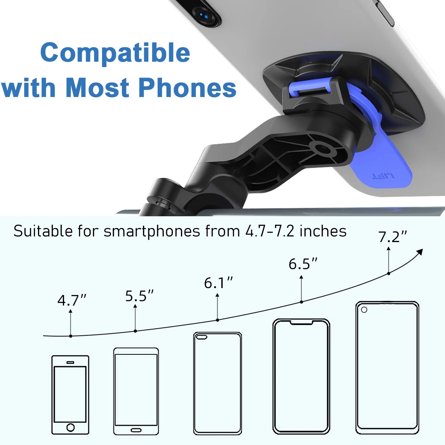 Motorcycle Phone Mount, Anti-Shake Bike Cell Phone Holder with Vibration Dampener, Quick Release Attach/Detach