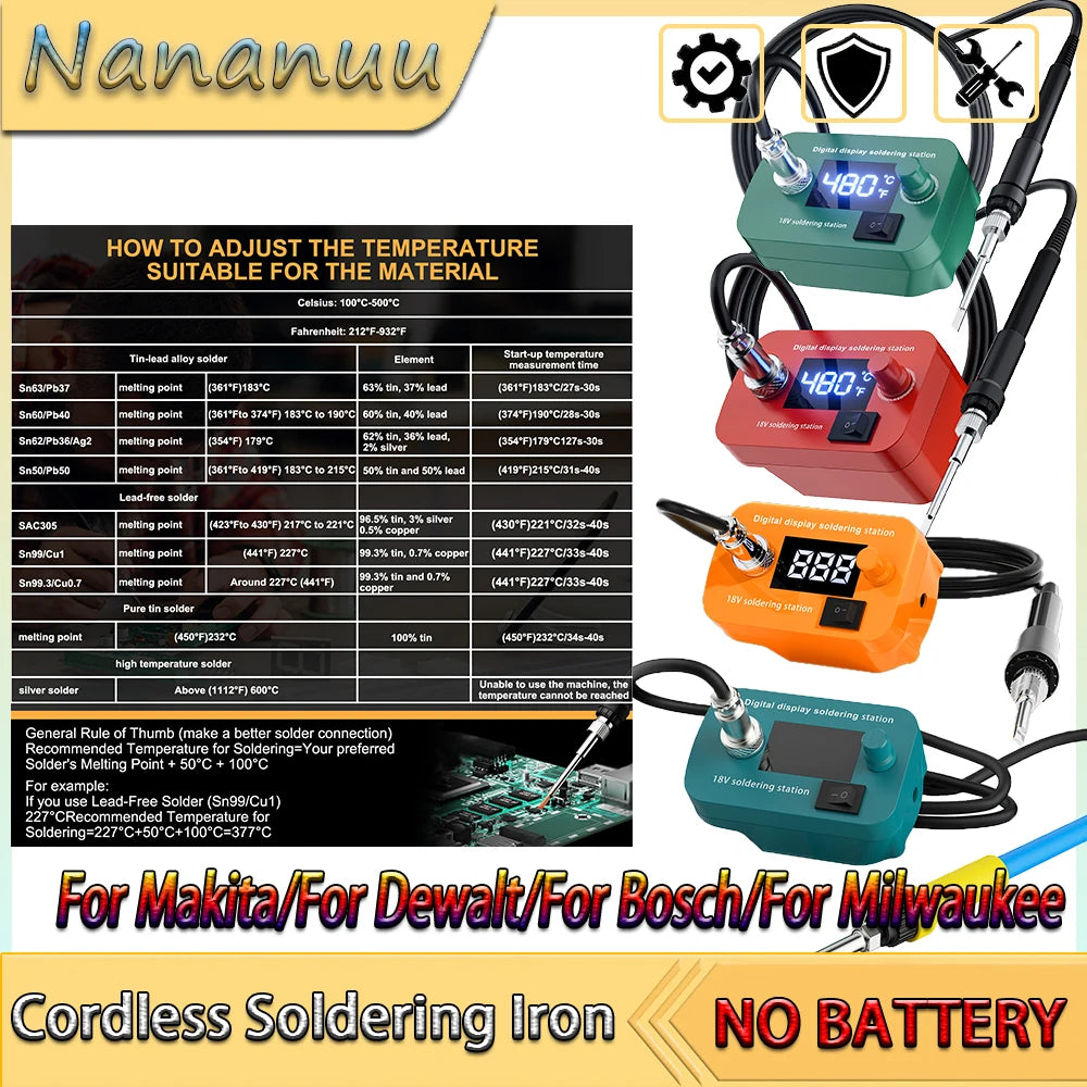 Nananuu Cordless Electric Soldering Iron Adjustment Welding Gun Torch Repair Tool For Makita/For Dewalt/For Bosch/For Milwaukee
