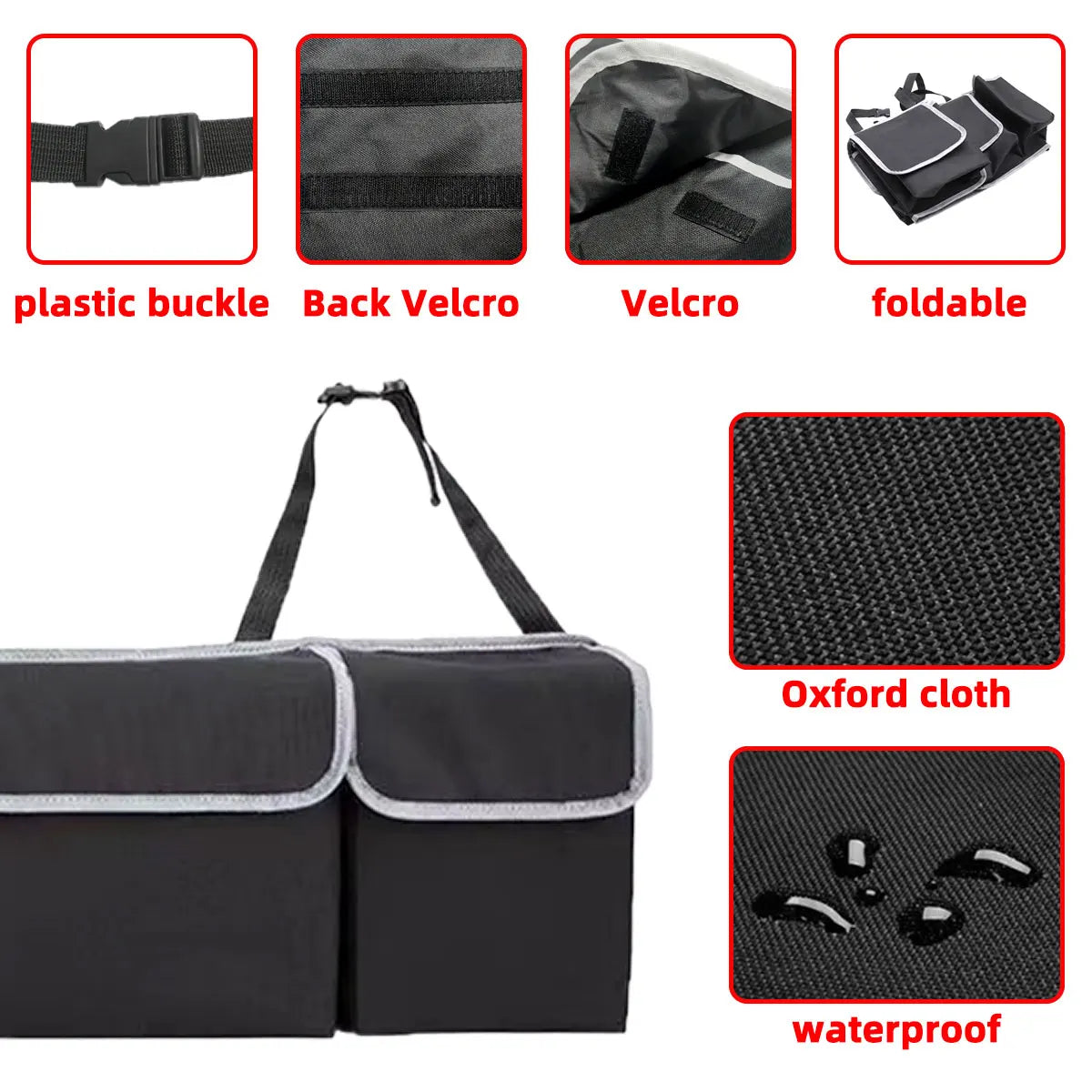 PINMOAP Oxford Cloth Car Trunk Storage Bag Hanging Car Trunk Storage Bag Large Capacity Rear Seat Storage Bag Hanging Bag