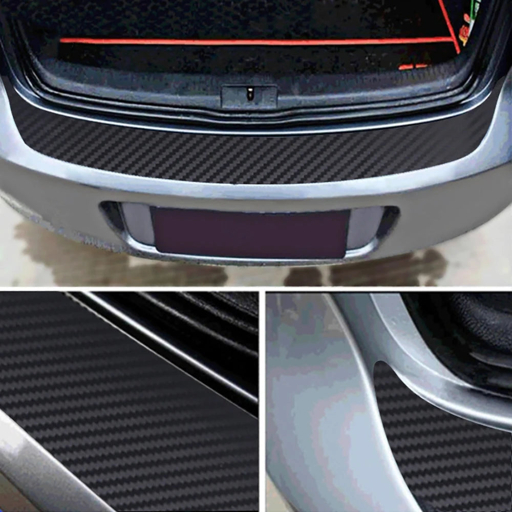 Car door anti-kick protection sticker anti-scratch film car rear bumper trim car trunk threshold 3D carbon fiber stripe sticker