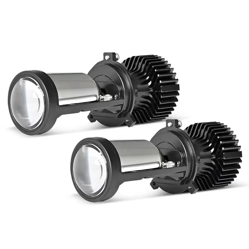 Y6D H4 LED Projector Headlight Bulbs Bi LED Lens Projector with Fan H4 Mini Projector Lens Headlight Automobile Hi Lo Beam Bulb