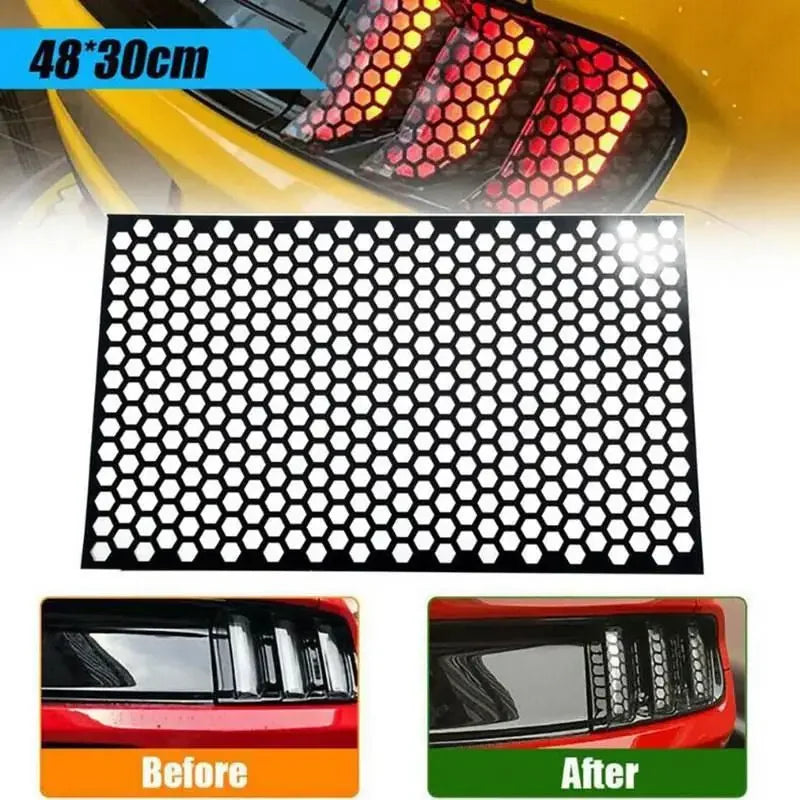 Car Honeycomb Stickers Car Stylish Tail Lights DIY Hollow Protector Decals Auto Rear Lamp Decoration Wrap Film Sticker 48*30cm