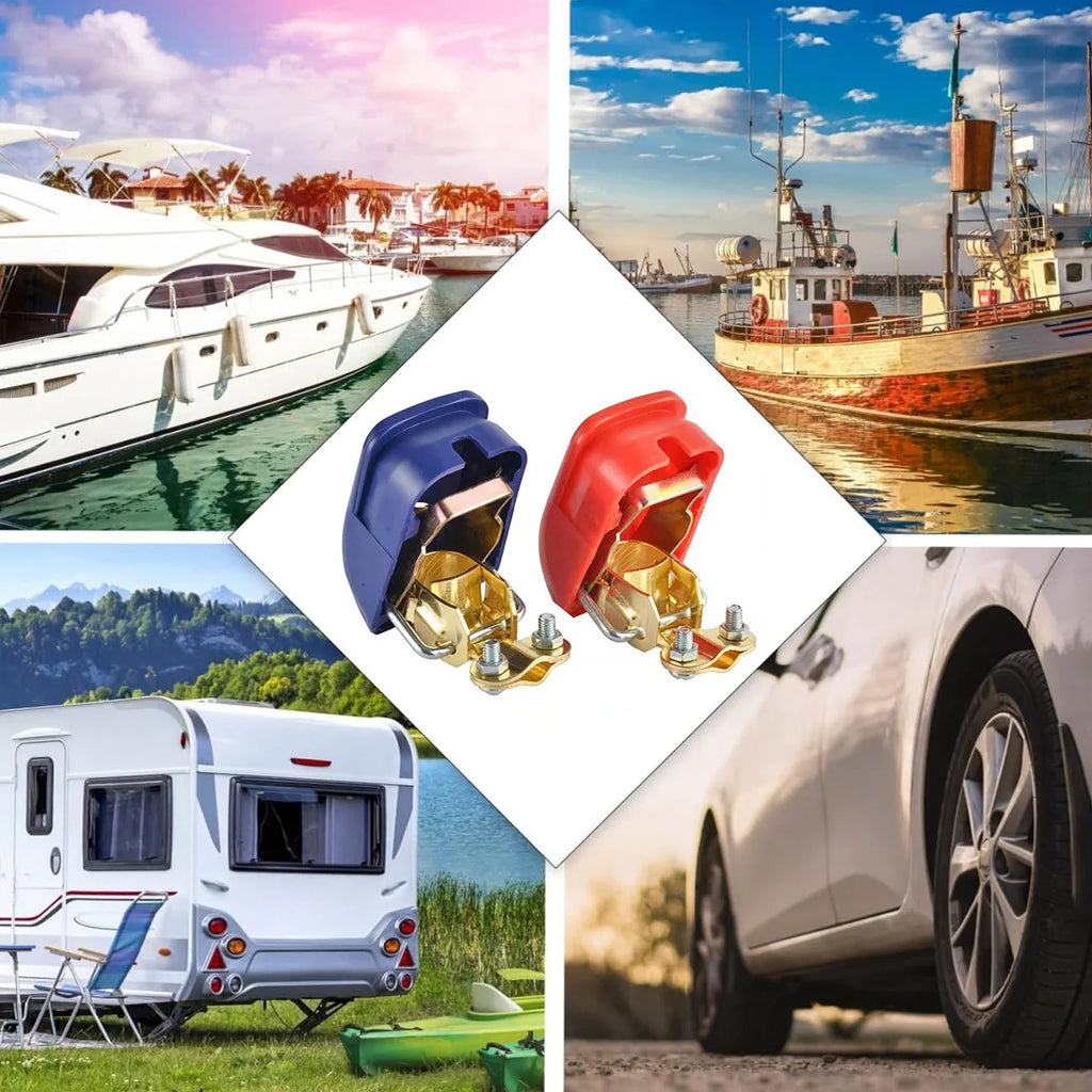 Car Battery Terminals Top Post Auto Connector Clamps Positive & Negative Electrode 1Pair Car Accessories Quick Release Lift Off