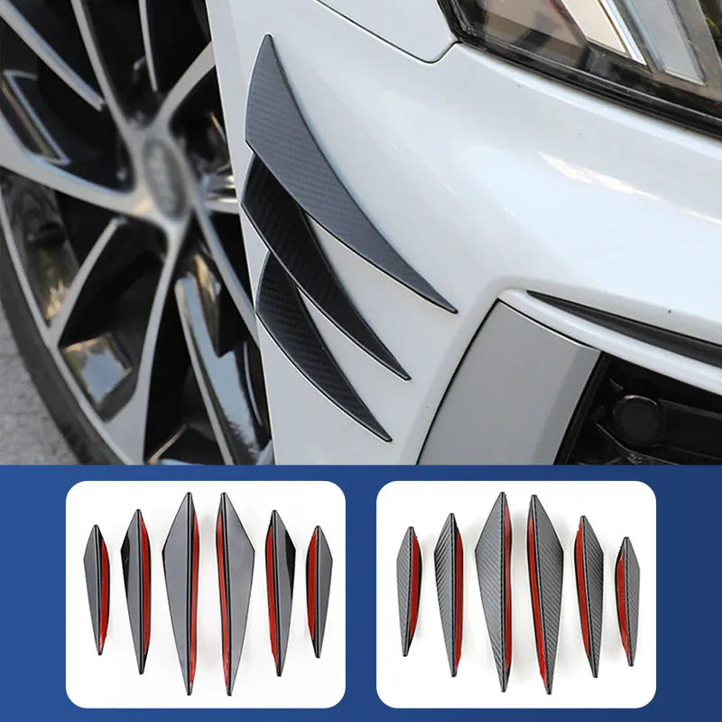 SEAMETAL 6pcs/Set Universal Front Bumper Lip Diffuser Splitter Fins Body Spoiler Car Tuning Canards Valence Chin Car Decoration