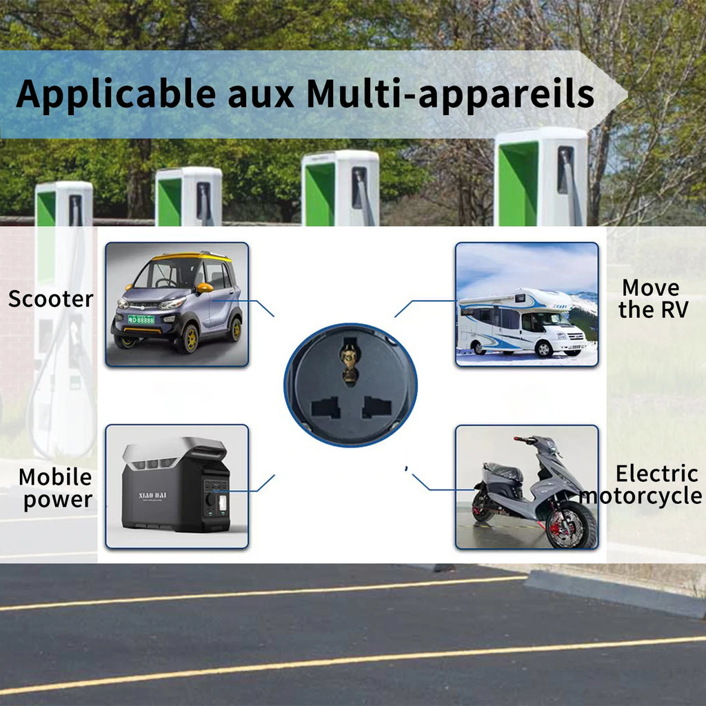 EVSE J1772 To AC Universal Socket Adapter  Car Charger Connector Adaptor For 220V Electric Motorcycle Scooter RV Patrol Car