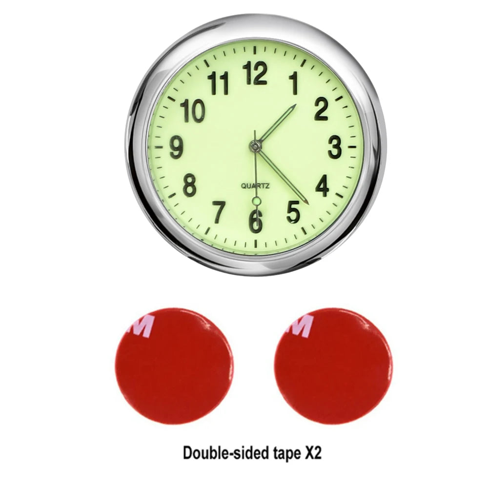 Mini Luminous Car Clock Automobiles Internal Stick-On Watch Mechanics Quartz Clocks Auto Ornament 40/43mm Mini Digital Clock