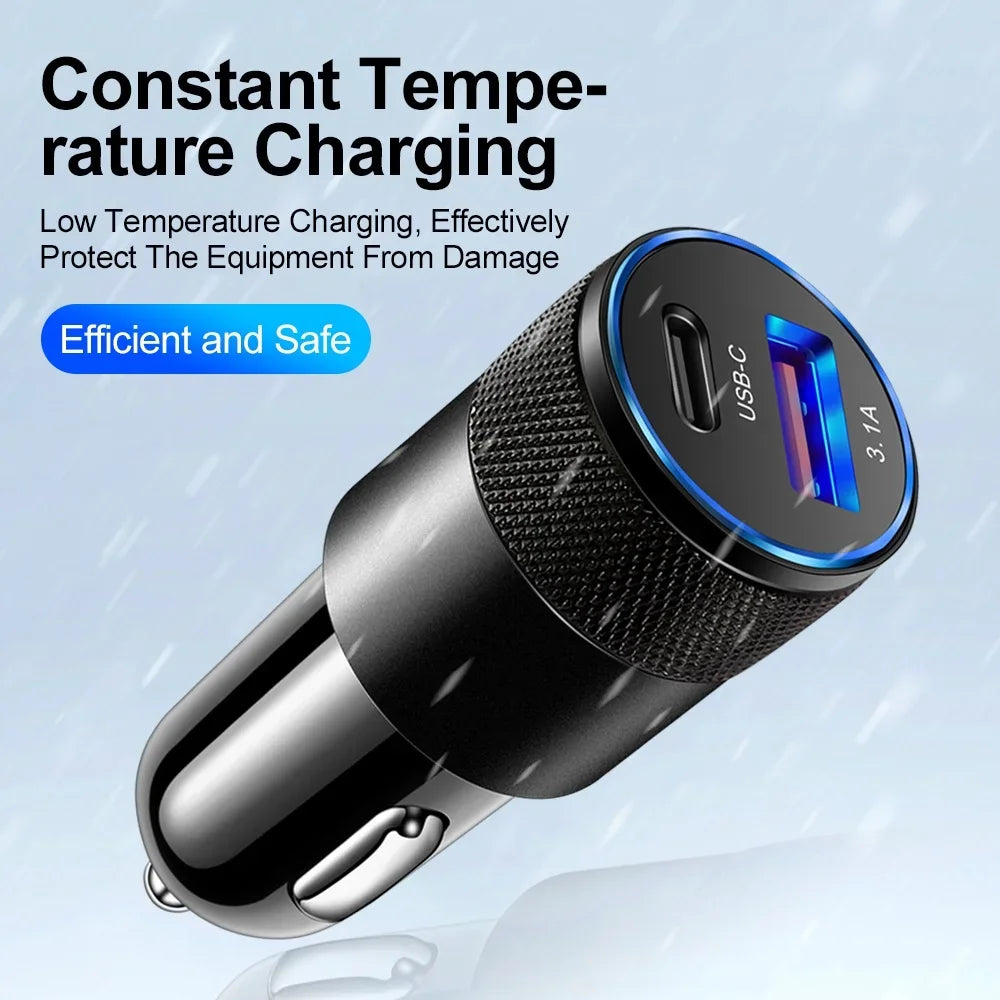 USB Type C Fast Charging Car Charger, Phone Adapter for Xiaomi, Huawei PD Phone Charger, Car Adapter Socket, Lighter, 66W