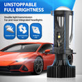 Y6D H4 LED Projector Headlight Bulbs Bi LED Lens Projector with Fan H4 Mini Projector Lens Headlight Automobile Hi Lo Beam Bulb