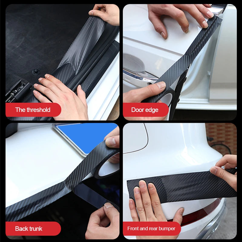 SEAMETAL 3D Carbon Fiber Car Threshold Protective Film Anti Scratch Waterproof Car Stickers for Auto Door Sill Edge Protection
