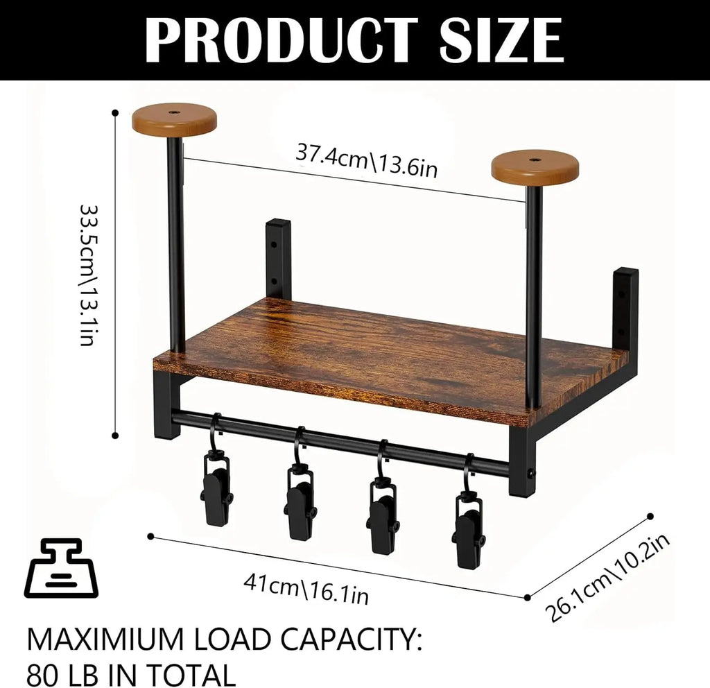 Wooden Motorcycle Helmet Wall Mount With Hooks Multipurpose Shelf Jacket Holders Kitchen Cabinet Shelf Helmet Display Stand