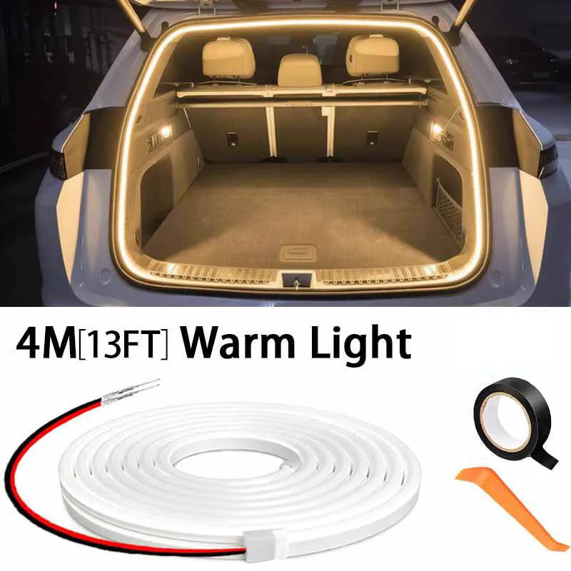 Car high brightness trunk lighting ambient light interior decoration LED wiring free automatic sensing tailgate light strip