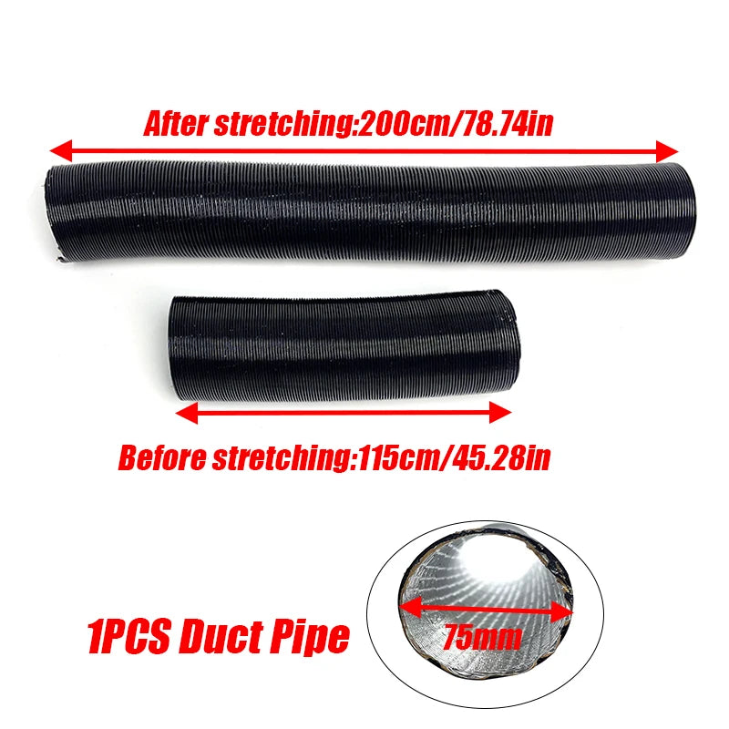 25/42/60/75/90mm Diameter 60-200cm Lenght  Air Diesel Parking Heater Duct Pipe Tube Hose For Webasto Eberspacher Car Camper