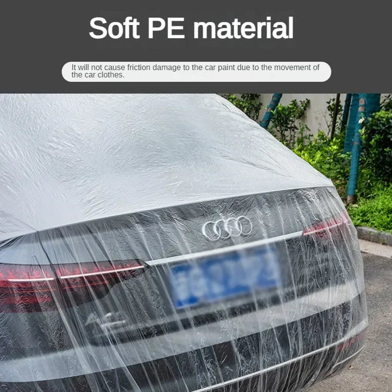 Disposable Transparent Car Cover Universal PEVA Dustproof Scratch Free Auto Protector for Indoor Use Vehicle Exterior Protection