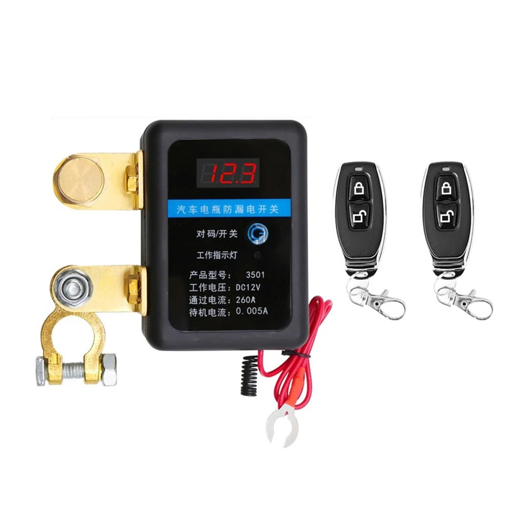 DC 12V Automatic Power Shut Off Switch Disconnect Switch 260A Remote Battery Cut Off Switch for Car SUV for Car Truck SUV