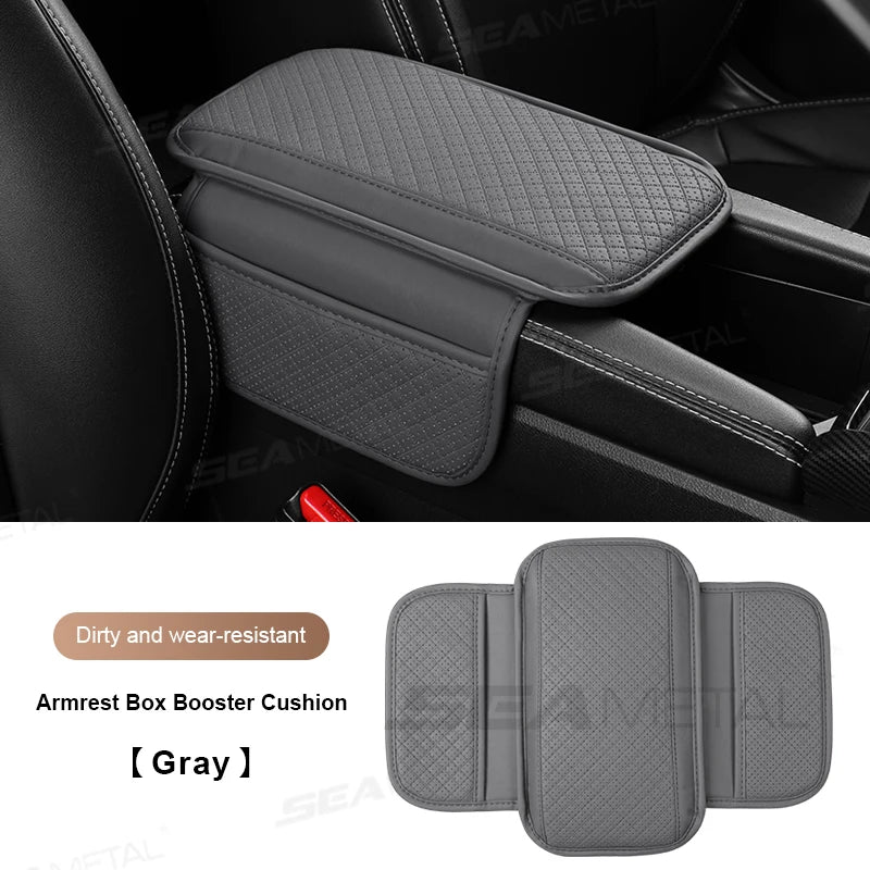 BLALION Leather Car Armrest Box Pad Memory Foam Center Console Arm Rest Protector Cover with Storage Pocket Elbow Rest Cushion