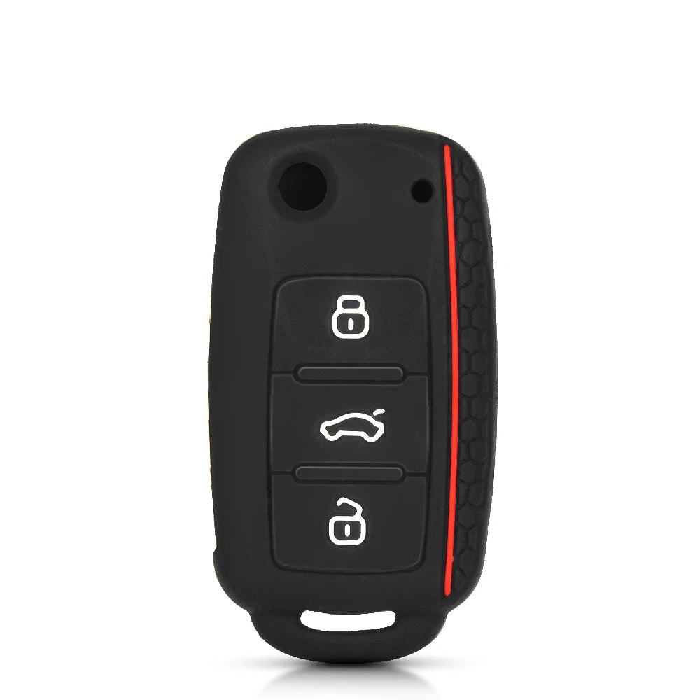 KEYYOU Silicone Car Key Case Cover for Volkswagen Sagitar/Polo/Golf/Bora/Tiguan/TOUAREG/Phaeton/SEAT/Skoda Key Fob Cover