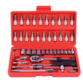 １Pc Krachtige 46pcs/set Carbon Steel Combination Set 1/4" Wrench Socket Spanner Screwdriver Household Motorcycle Car Repair Tool
