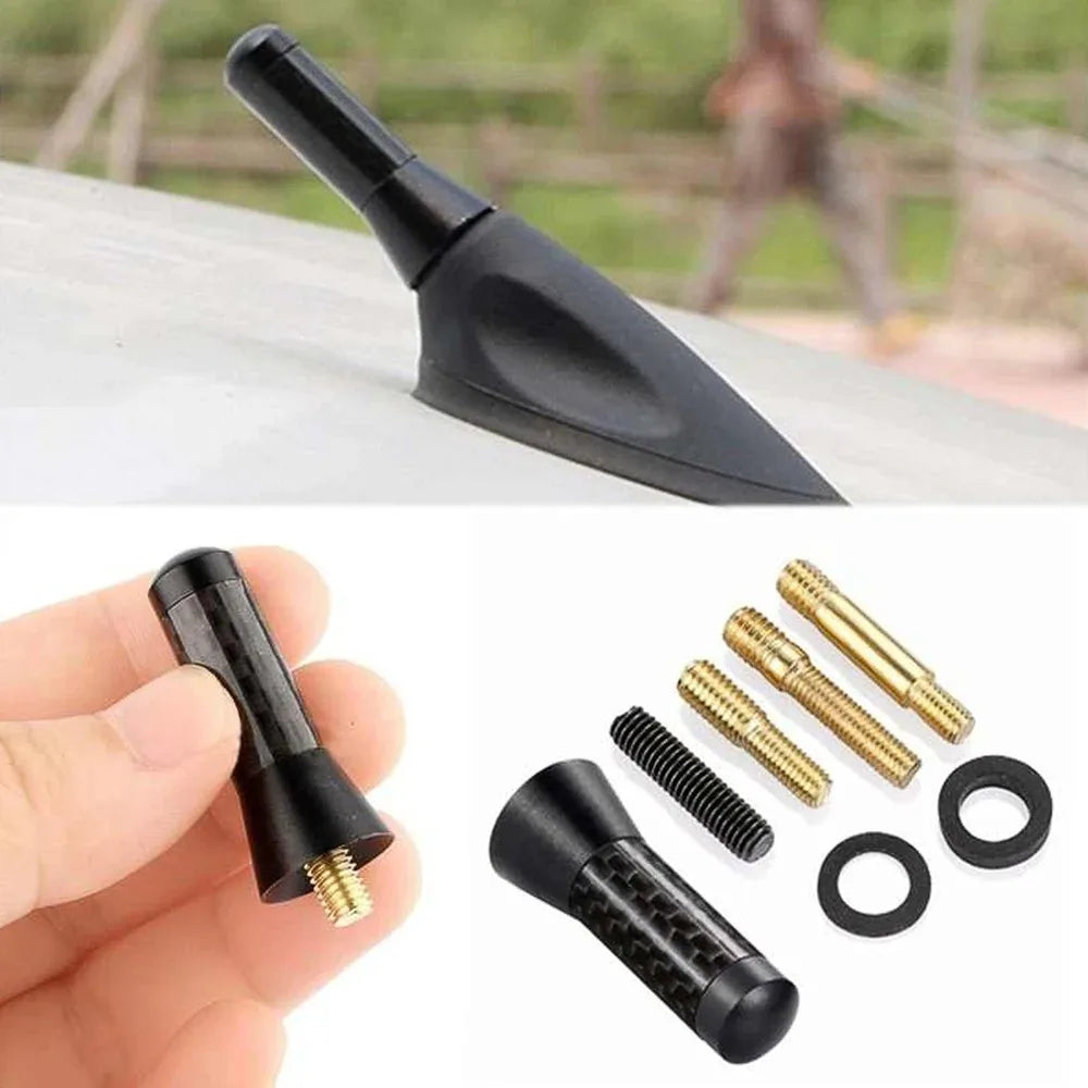 3.5cm Universal Car Short Radio Antenna Carbon Fiber Black Car Roof Antenna Radio Aerial FM/AM Metal Receiving Antennas
