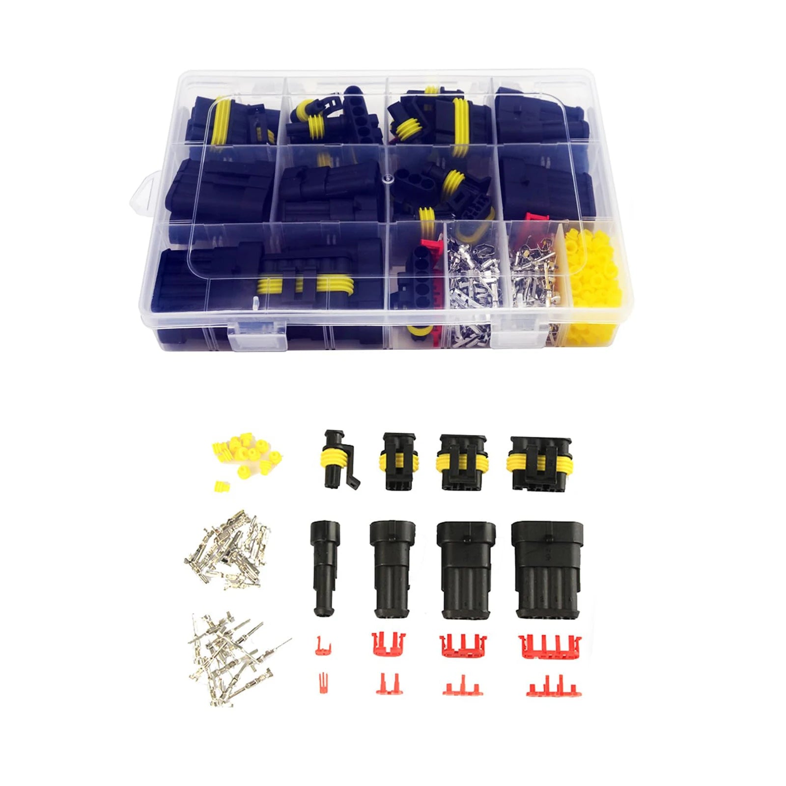352Pcs Waterproof Electrical Connector Terminals Automotive Electrical Wire Connectors 1/2/3/4 Pin Connector with Crimping Tool