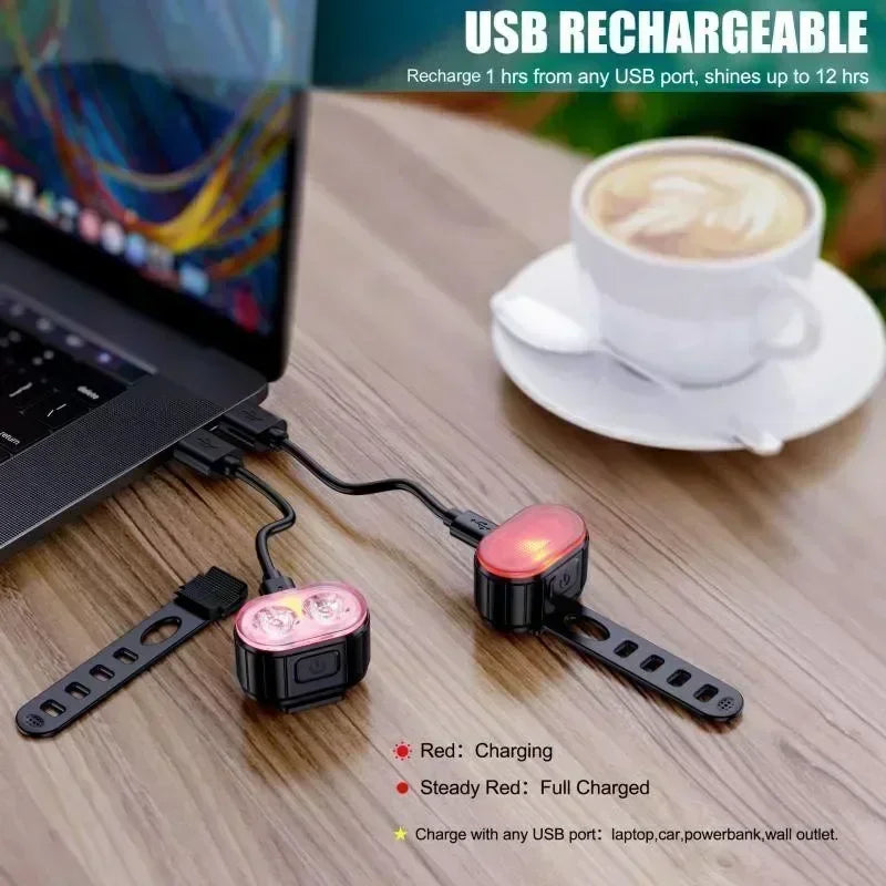 BUCKLOS Bike Light Set Rechargeable Rear Light Front Lamp Waterproof Riding Headlight USB MTB Taillight Led 1PC Cycling Parts
