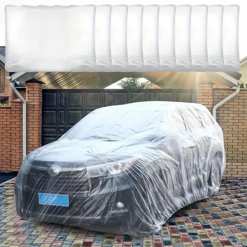 Disposable Transparent Car Cover Universal PEVA Dustproof Scratch Free Auto Protector for Indoor Use Vehicle Exterior Protection