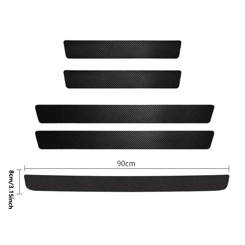 4PCS/5PCS set Carbon Fibre Threshold Protection Strip Universal Anti-scratch and Anti-collision Door Decorative Strip Sticker