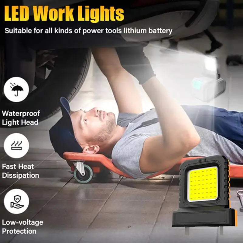 LED Work Light for Makita for Milwaukee for Dewalt for Bosch for Dayi Lomvum Zhipu 18V-21V Li-ion Battery Power Tool Accessories