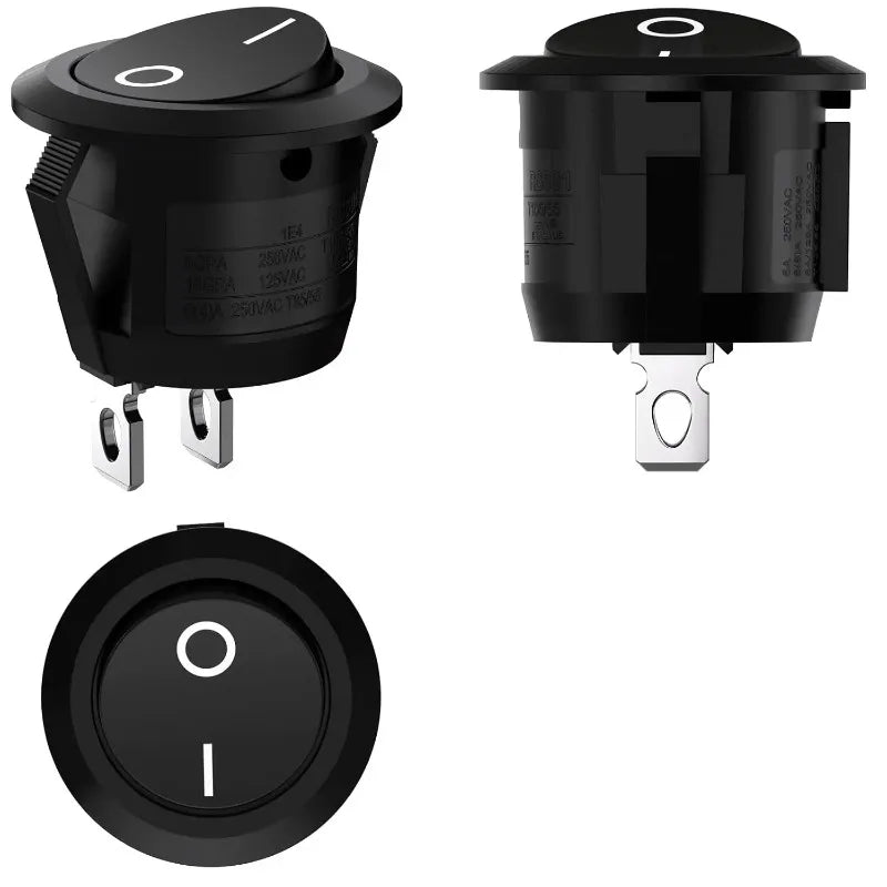 20pcs/10pcs Black Rocker Switch 2 Pin Mini round Toggle 3A 250V 6A 125V 15MM Circle on off Rocker Switches for RV Car Truck Boat