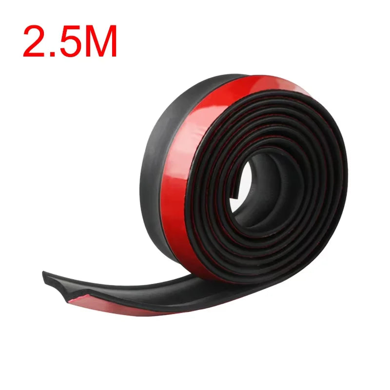 Universal Car Front Bumper Lip Rubber 2.5m/98.43in Bumper Protector Black Bumper Lip Strip Car Side Skirt Direct tailoring