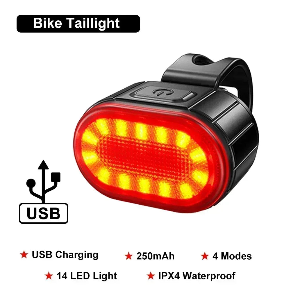 BUCKLOS Bike Light Set Rechargeable Rear Light Front Lamp Waterproof Riding Headlight USB MTB Taillight Led 1PC Cycling Parts