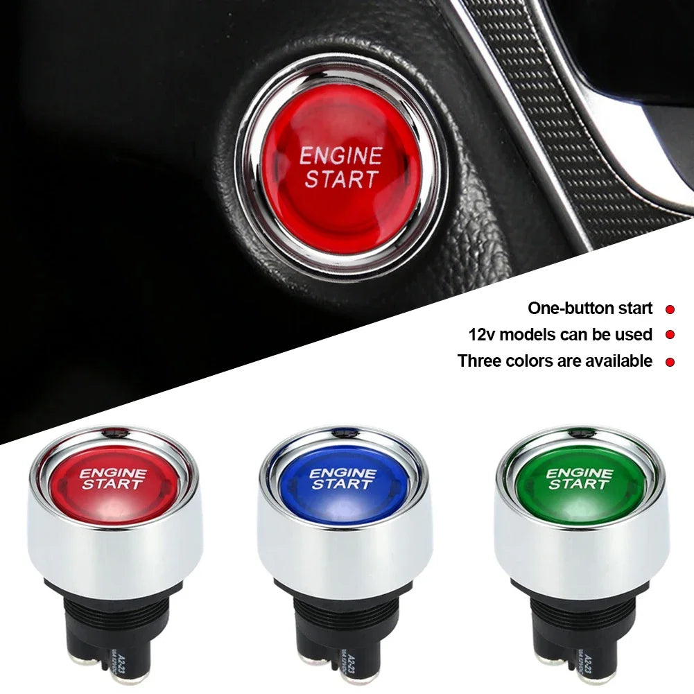 Car Engine Start Ignition Switch 12V 50A 3 Pin SPST Momentary Keyless Push Button Starter Switches ON OFF For Cars Marine RV
