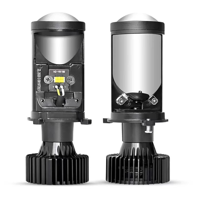 Y6D H4 LED Projector Headlight Bulbs Bi LED Lens Projector with Fan H4 Mini Projector Lens Headlight Automobile Hi Lo Beam Bulb
