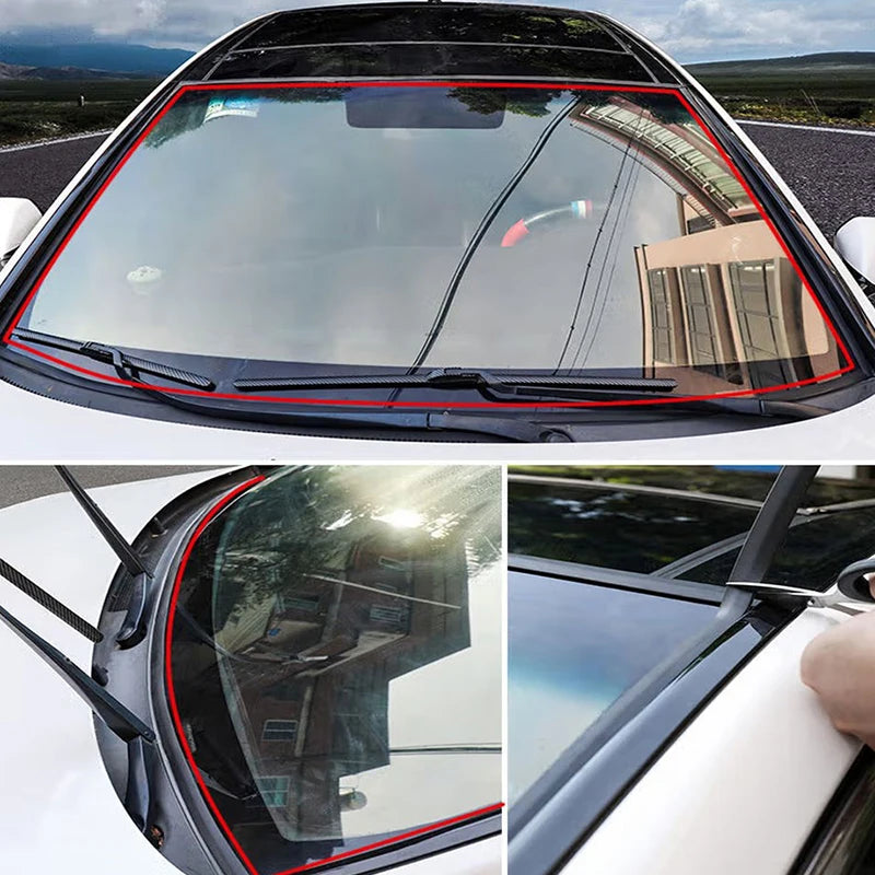 SEAMETAL 2m Car Windshield Panel Moulding Seal Strip Sticker Dustproof Rubber Sealing Strip for Auto Car Dashboard Windshield