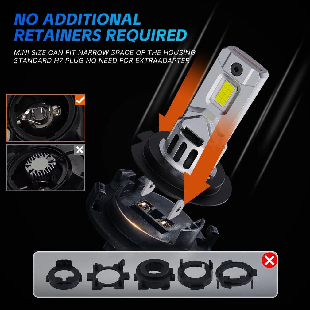 MAIDSIE H7 LED Headlight Bulb Mini Wireless 1200W 220000LM 6500K CSP for Car Headlamp Auto Diode Lamps Turbo Led 12V Automobile