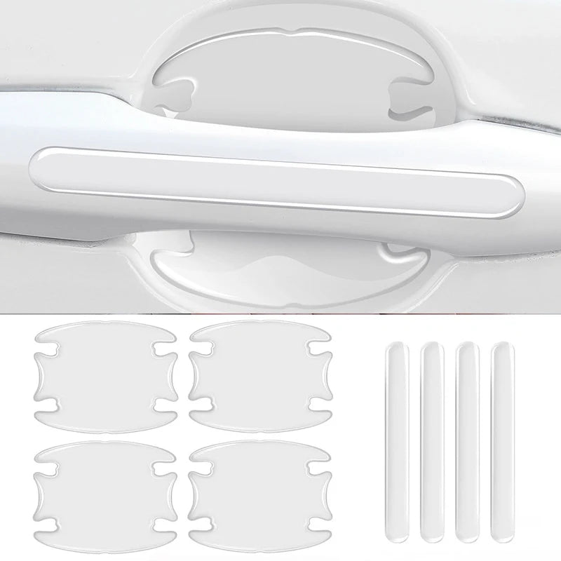 8Pcs Car Door Handle Bowl Anti-Scratch Protective Stickers Universal Invisible Protection Film Anti-Collision Strip Accessories