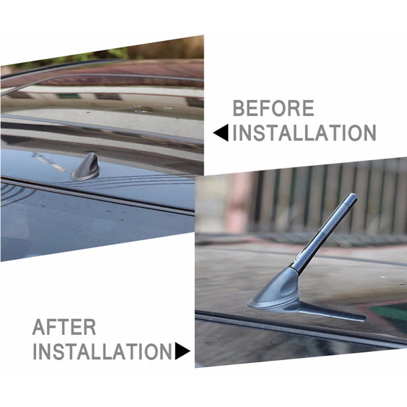 3.5cm/8cm/12cm Universal Car Short Radio Antenna Carbon Fiber Black Car Roof Antenna Radio Aerial FM/AM Metal Receiving Antennas