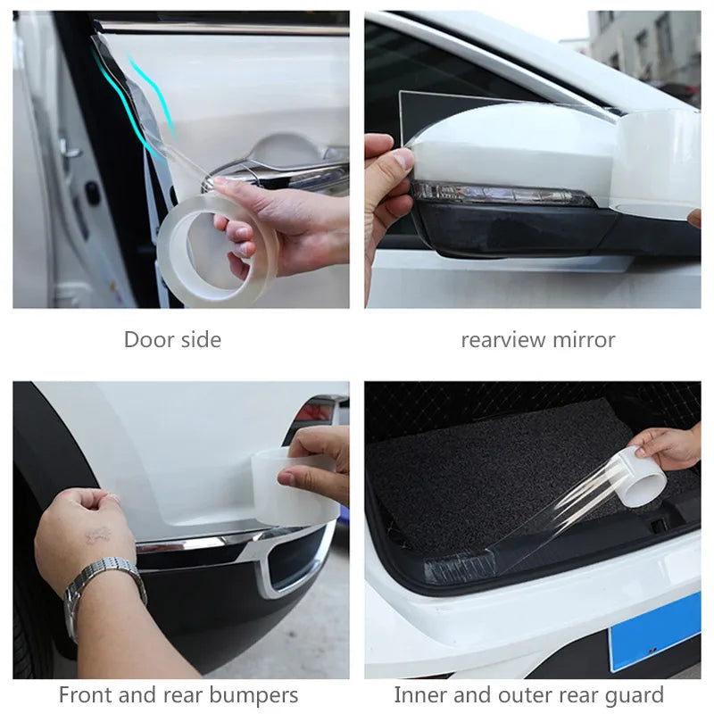 SEAMETAL Car Door Threshold Protective Film Transparent Car Sticker Anti-Scratch Door Edge Protector Universal for Trunk Bumper