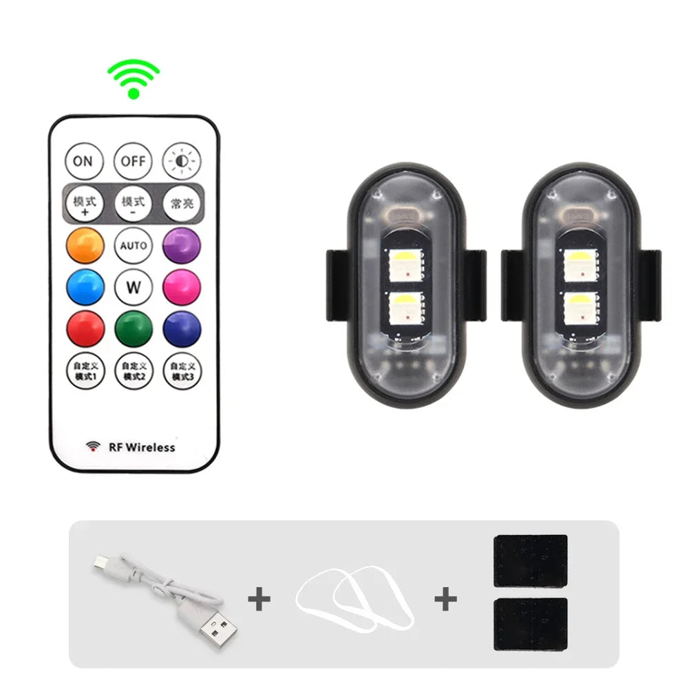 Wireless Car Atmosphere Light LED Strobe Lights Warning Lights RGB Led Aircraft Strobe Lights Car Motorcycle LED Lamp