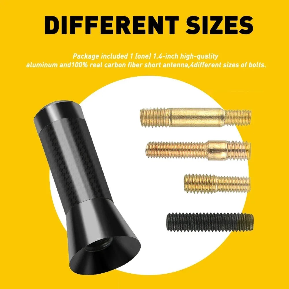 3.5cm Universal Car Short Radio Antenna Carbon Fiber Black Car Roof Antenna Radio Aerial FM/AM Metal Receiving Antennas