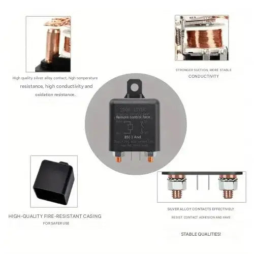 12V 200A Remote Car Control Battery Disconnect Switch Battery Switch Relay Anti-Theft Upgrade Prevent Power Drain