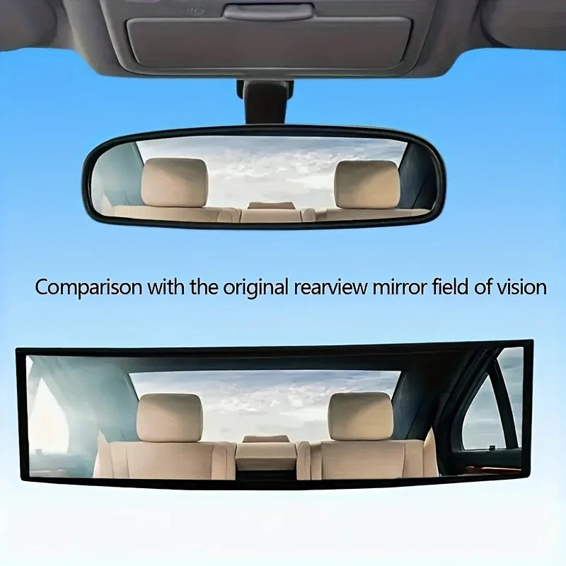 Universal Anti-Glare Wide-Angle Convex Rearview Mirror Car Interior Easy Clip-On 285mm HD Panoramic Anti-Fog Safety Accessory