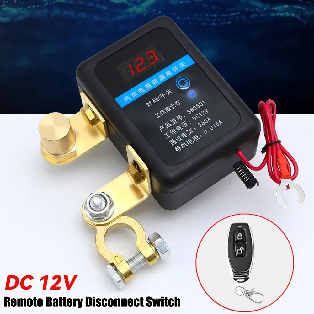 DC 12V Automatic Power Shut Off Switch Disconnect Switch 260A Remote Battery Cut Off Switch for Car SUV for Car Truck SUV