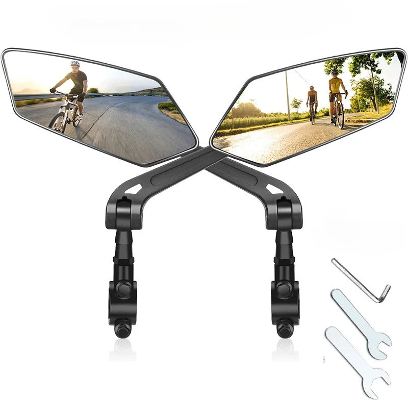 Bicycle Rearview Bike Adjustable 360° Rotate Wide Angle Mirror Road Bike Handlebar Rear View Mirrors Bicycle Accessories