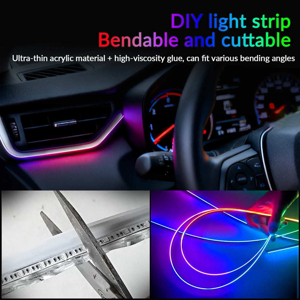 18 in 1 Car RGB Ambient Light Kit 64 Color Music APP Dynamic Streamer LED Interior Hidden Acrylic Neon Strip Car Interior Light