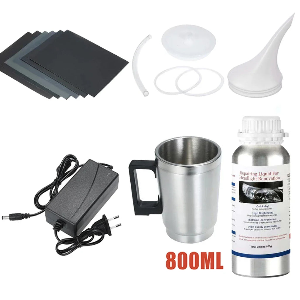 Car Headlight Polishing Kit 800ML Headlights Restoration Liquid Polymer Car Headlamp Renovation Repair Clean Kit Automobile Tool